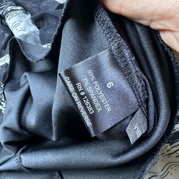 Ethyl Black Ivory Mesh Ruffle Abstract Monochrome Swirl Graphic Pattern Skirt 6 - Picture 10 of 12